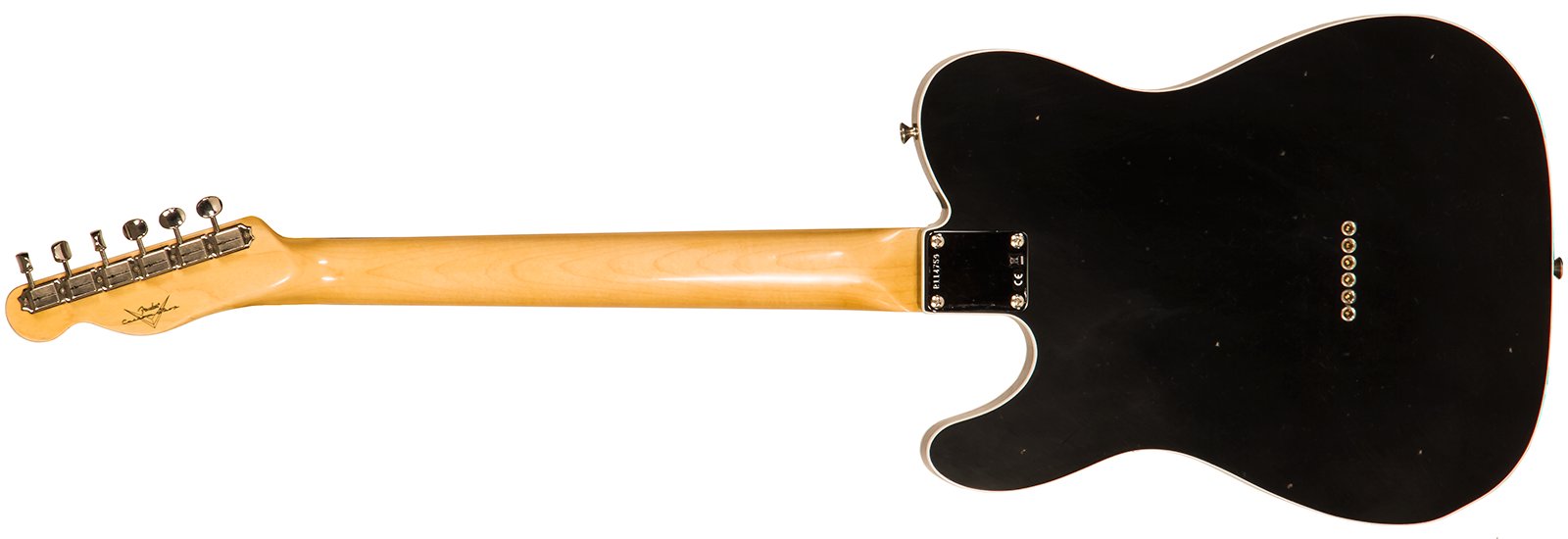 Fender Custom Shop Tele 1960 2s Ht Rw #r114759 - Journeyman Relic Black - Guitare Électrique Forme Tel - Variation 1