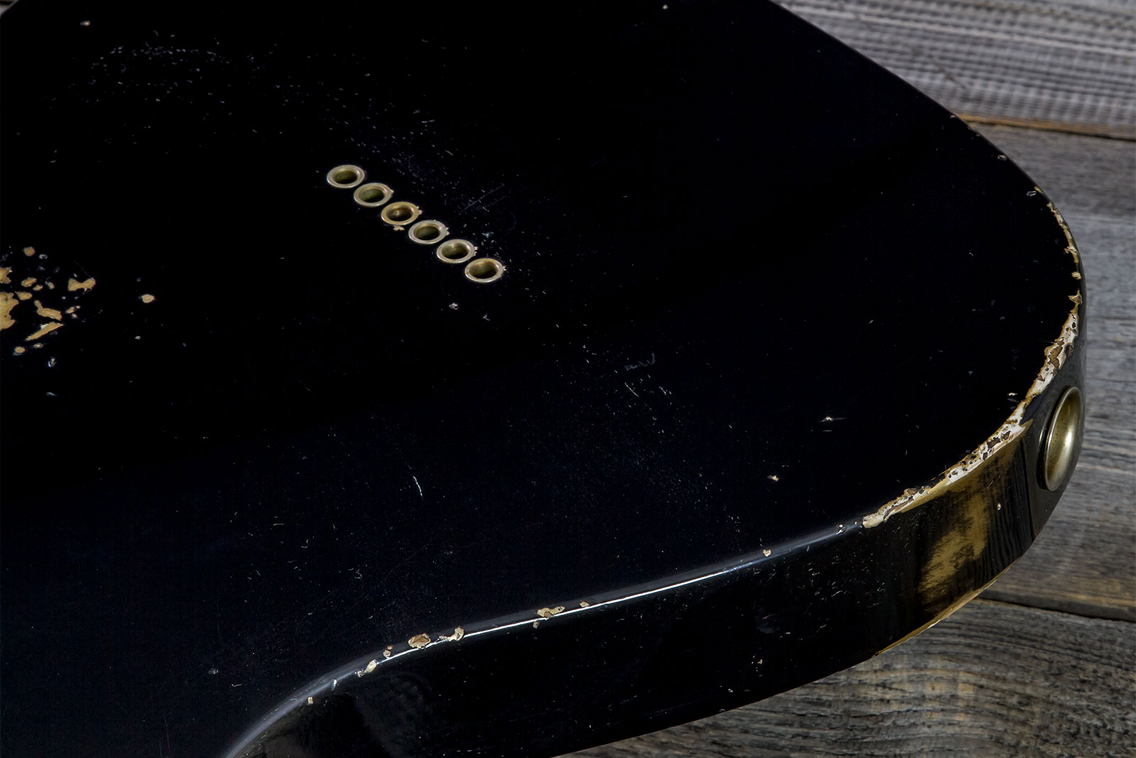 Fender Custom Shop Tele 1963 2s Ht Rw #r143447 - Black Over Hle Gold - Guitare Électrique Forme Tel - Variation 7