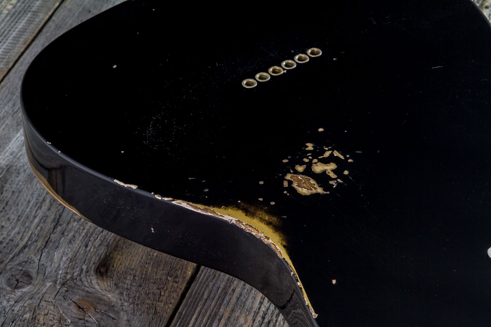 Fender Custom Shop Tele 1963 2s Ht Rw #r143447 - Black Over Hle Gold - Guitare Électrique Forme Tel - Variation 8