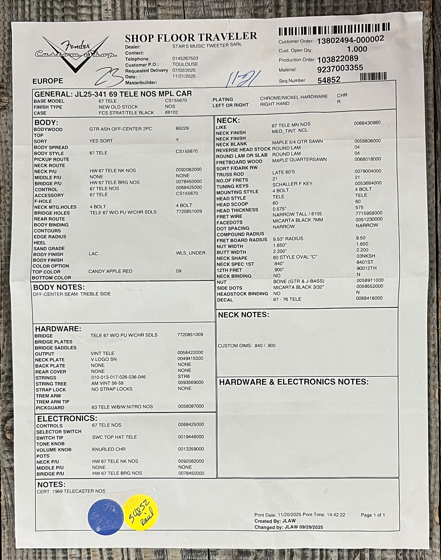 Fender Custom Shop Tele 1969 2s Ht Mn - Nos Candy Apple Red - Guitare Électrique Forme Tel - Variation 13