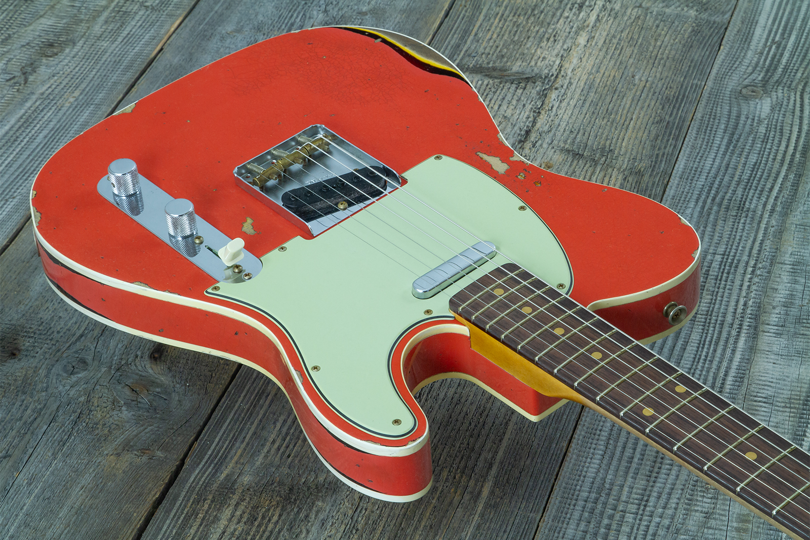 Fender Custom Shop Tele Custom 1960 2s Ht Rw #cz579562 - Heavy Relic Tahitian Coral O. 3-color Sunburst - Guitare Électrique Forme Tel - Variation 3