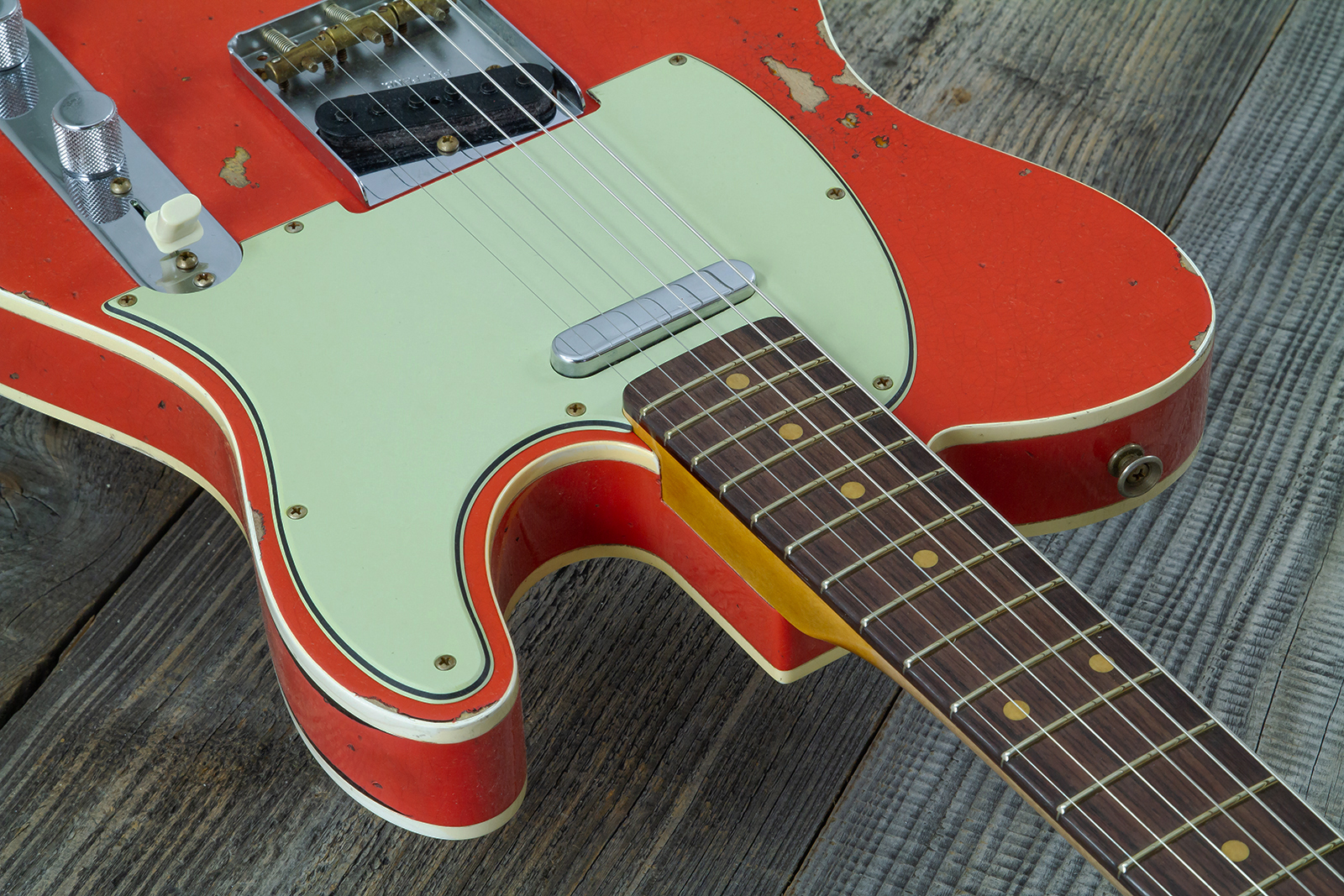 Fender Custom Shop Tele Custom 1960 2s Ht Rw #cz579562 - Heavy Relic Tahitian Coral O. 3-color Sunburst - Guitare Électrique Forme Tel - Variation 6