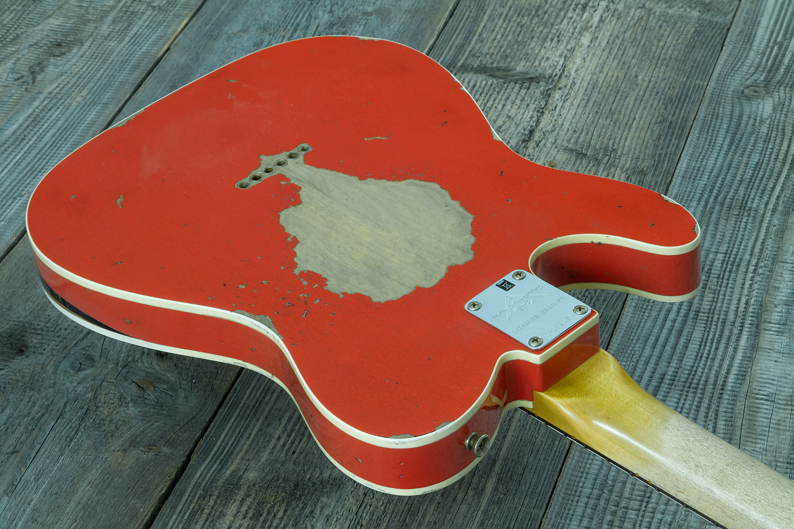 Fender Custom Shop Tele Custom 1960 2s Ht Rw #cz579562 - Heavy Relic Tahitian Coral O. 3-color Sunburst - Guitare Électrique Forme Tel - Variation 9