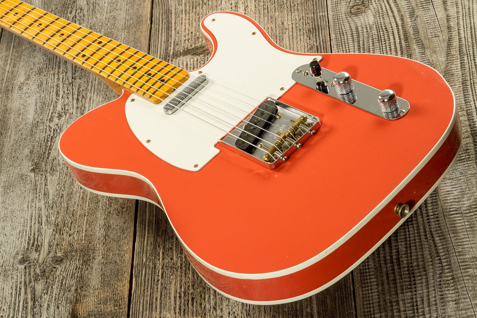 Fender Custom Shop Tele Custom 50s Twisted 2s Ht Mn #r131746 - Journeyman Relic Tahitian Coral - Guitare Électrique Forme Tel - Variation 2