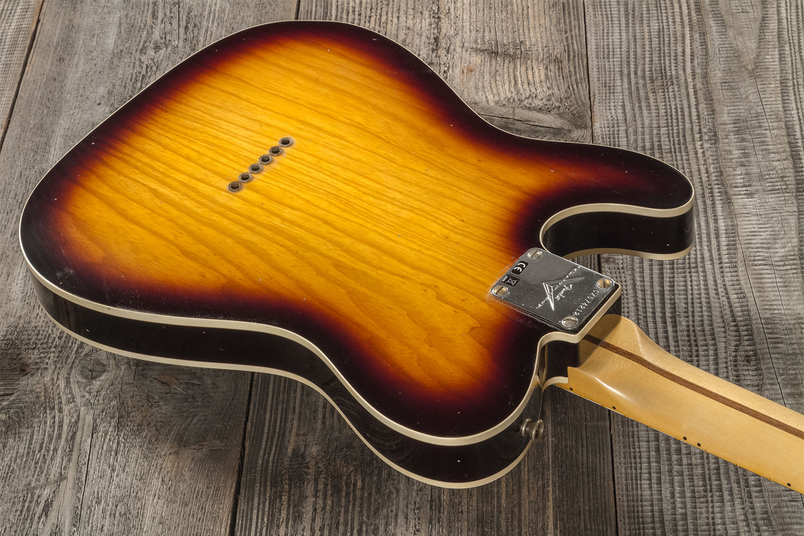 Fender Custom Shop Tele Thinline 50s Mn #cz574212 - Journeyman Relic Aged 2-color Sunburst - Guitare Électrique Forme Tel - Variation 6