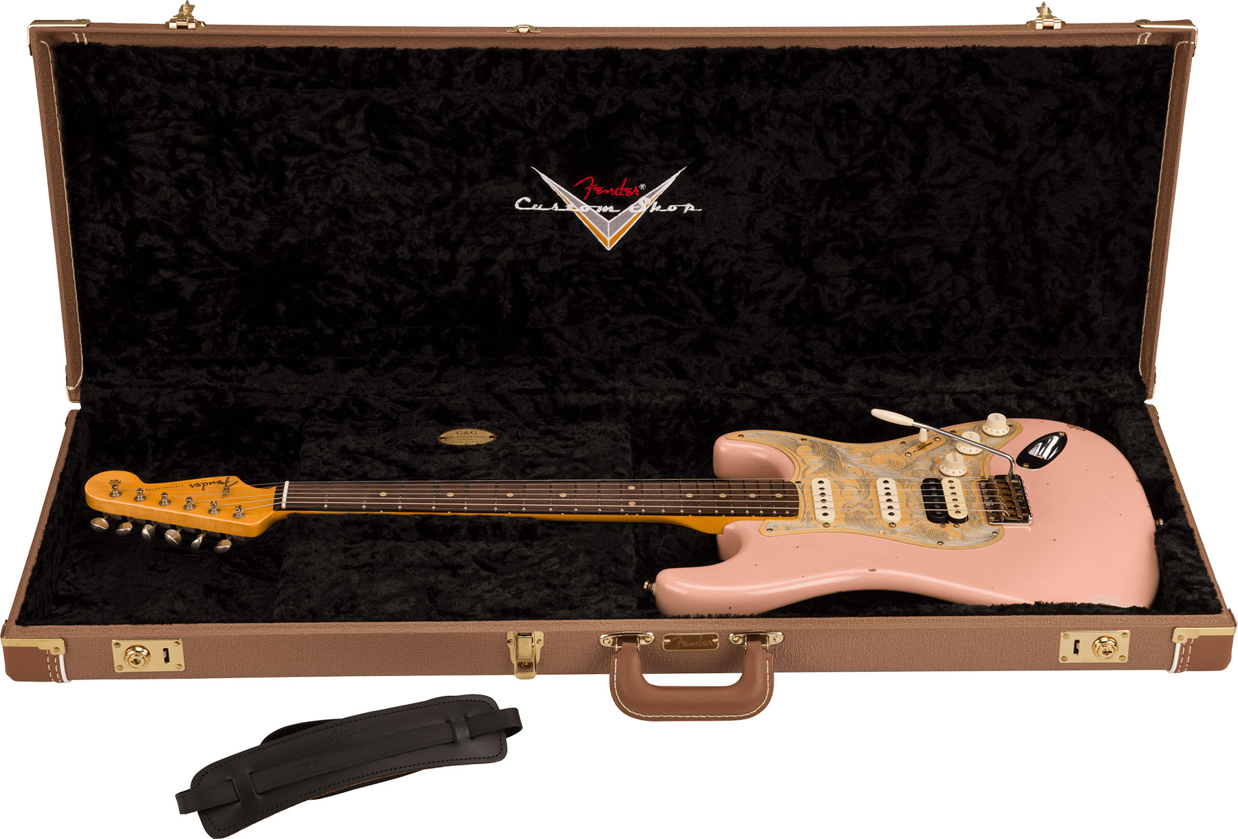 Fender Custom Shop Tyler Bryant Strat Pinky Ltd Hss Trem Rw - Relic Aged Shell Pink - Guitare Électrique Forme Str - Variation 5