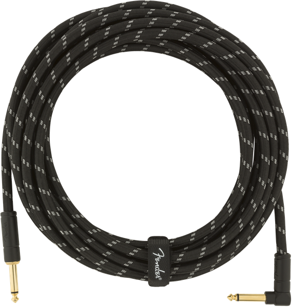 Fender Deluxe Instrument Cable Droit/coude 18.6ft Black Tweed - CÂble - Variation 1