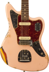 Guitare électrique rétro rock Fender Custom Shop 1962 Jaguar #R141280 - Heavy Relic Shell Pink o. 3-Color Sunburst