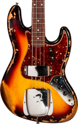 Basse électrique solid body Fender Custom Shop 1961 Jazz Bass #CZ572155 - Heavy relic 3-color sunburst