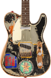 Guitare électrique signature Fender Custom Shop Joe Strummer Telecaster Masterbuilt Paul Waller Ltd - Super Heavy Relic Black o. 3-Color Sunburst
