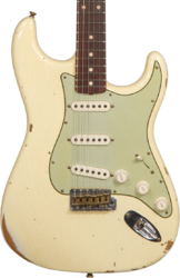 Guitare électrique forme str Fender Custom Shop 1959 Stratocaster #R117393 - Relic aged vintage white