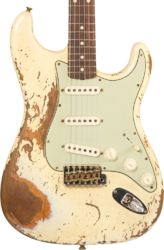 Guitare électrique forme str Fender Custom Shop Dual-Mag II Stratocaster #CZ563967 - Super heavy relic vintage white