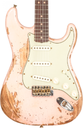 Guitare électrique forme str Fender Custom Shop 1963 Stratocaster #R136150 - Super heavy relic shell pink