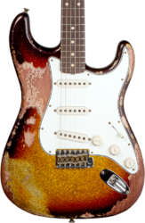 Guitare électrique forme str Fender Custom Shop 1963 Stratocaster #R136169 - Super heavy relic sparkle 3-color sunburst 