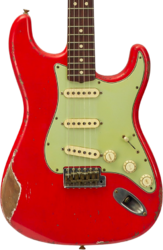 Guitare électrique forme str Fender Custom Shop 1963 Stratocaster Masterbuilt Austin MacNutt #R144111 - Relic Fiesta red
