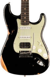 Guitare électrique forme str Fender Custom Shop Custom Deluxe HB S-1 Stratocaster - Relic Black