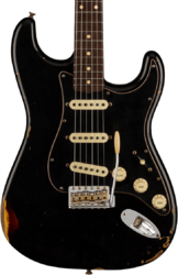 Guitare électrique forme str Fender Custom Shop Dual-Mag II Stratocaster Ltd - Relic black over 3-color sunburst