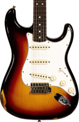 Guitare électrique forme str Fender Custom Shop Late 1964 Stratocaster #CZ568169 - Relic target 3-color sunburst