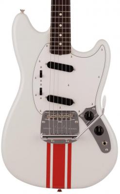 Guitare électrique solid body Fender Made in Japan Traditional 60s Mustang - Olympic white w/ red competition stripe