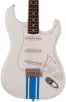 Guitare électrique solid body Fender Made in Japan Traditional 60s Stratocaster - Olympic white w/ blue competition stripe