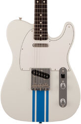 Guitare électrique forme tel Fender Made in Japan Traditional 60s Telecaster - Olympic white w/ blue competition stripe