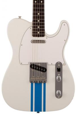 Guitare électrique solid body Fender Made in Japan Traditional 60s Telecaster - Olympic white w/ blue competition stripe