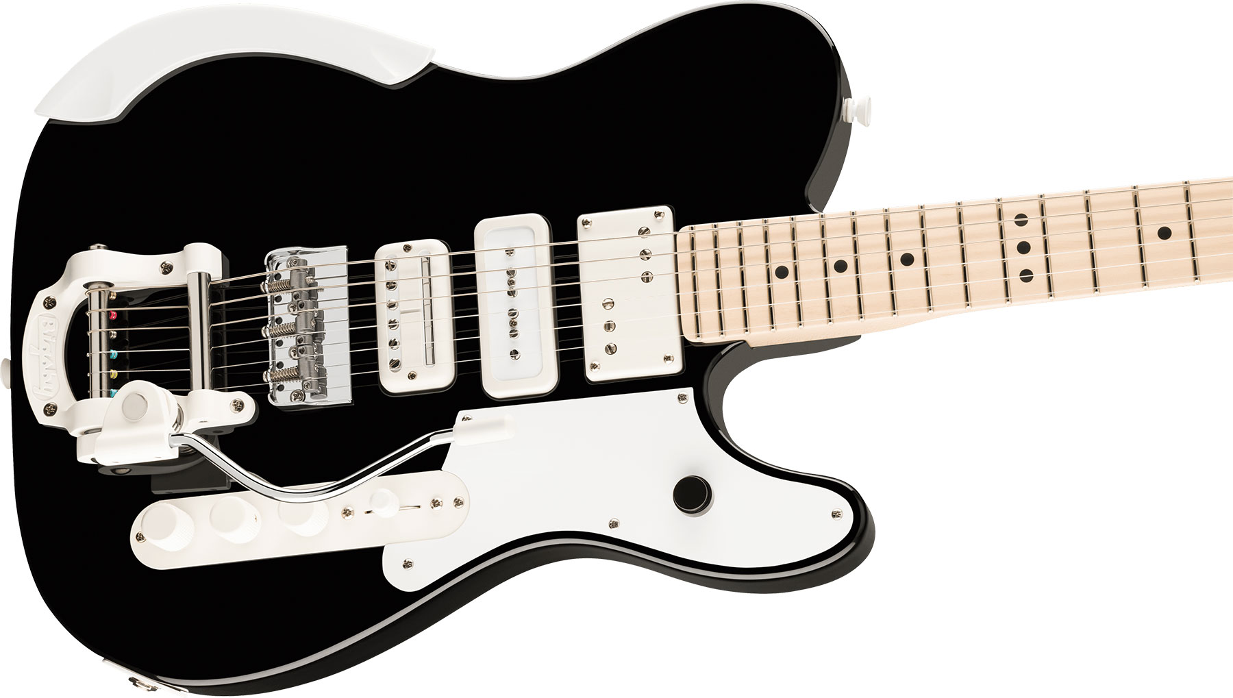 Fender Jack White Tele Triplecaster Usa Signature Hsh Trem Mn - Black - Guitare Électrique Signature - Variation 2