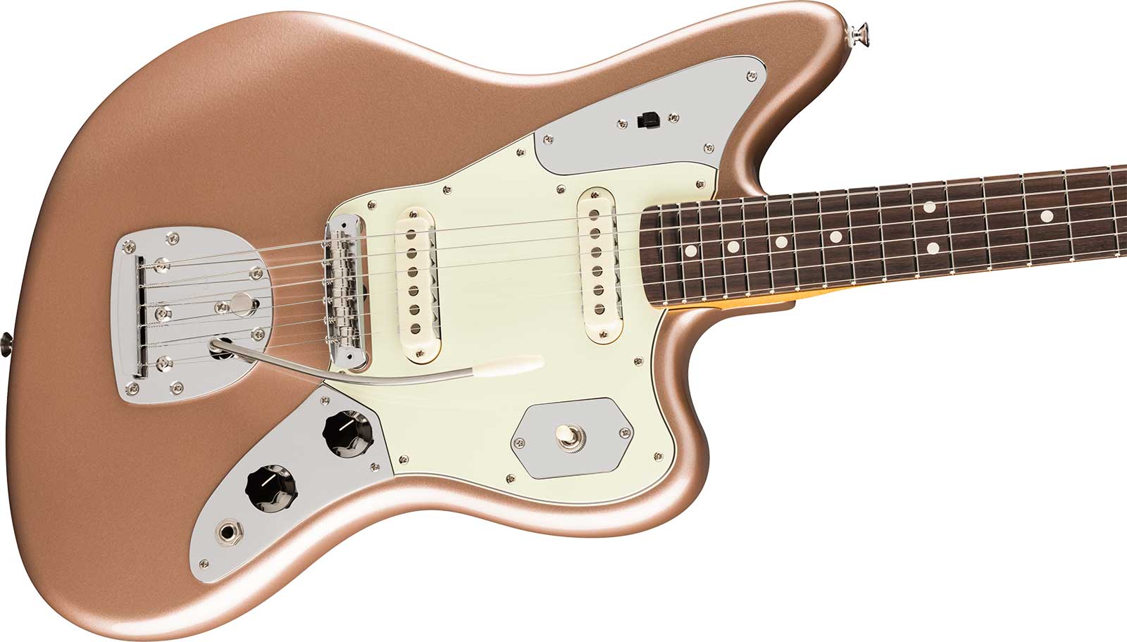 Fender Jaguar Classic American Pro Usa Shsc 2s Trem Rw - Faded Firemist Gold - Guitare Électrique RÉtro Rock - Variation 2