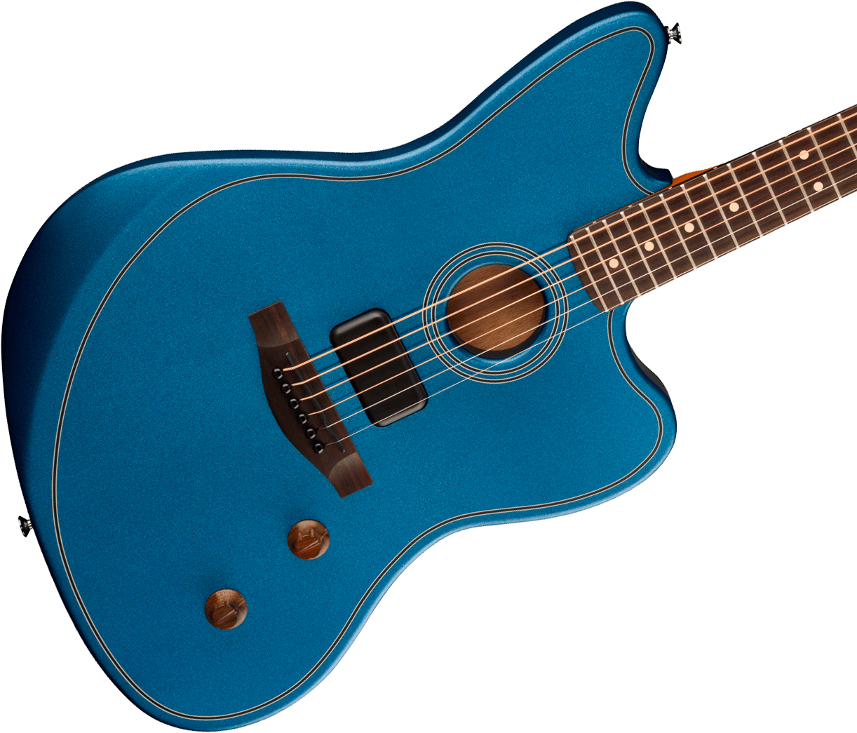 Fender Jazzmaster Acoustasonic Standard Ind Epicea Acajou Rw - Lake Placid Blue - Guitare Folk - Variation 2