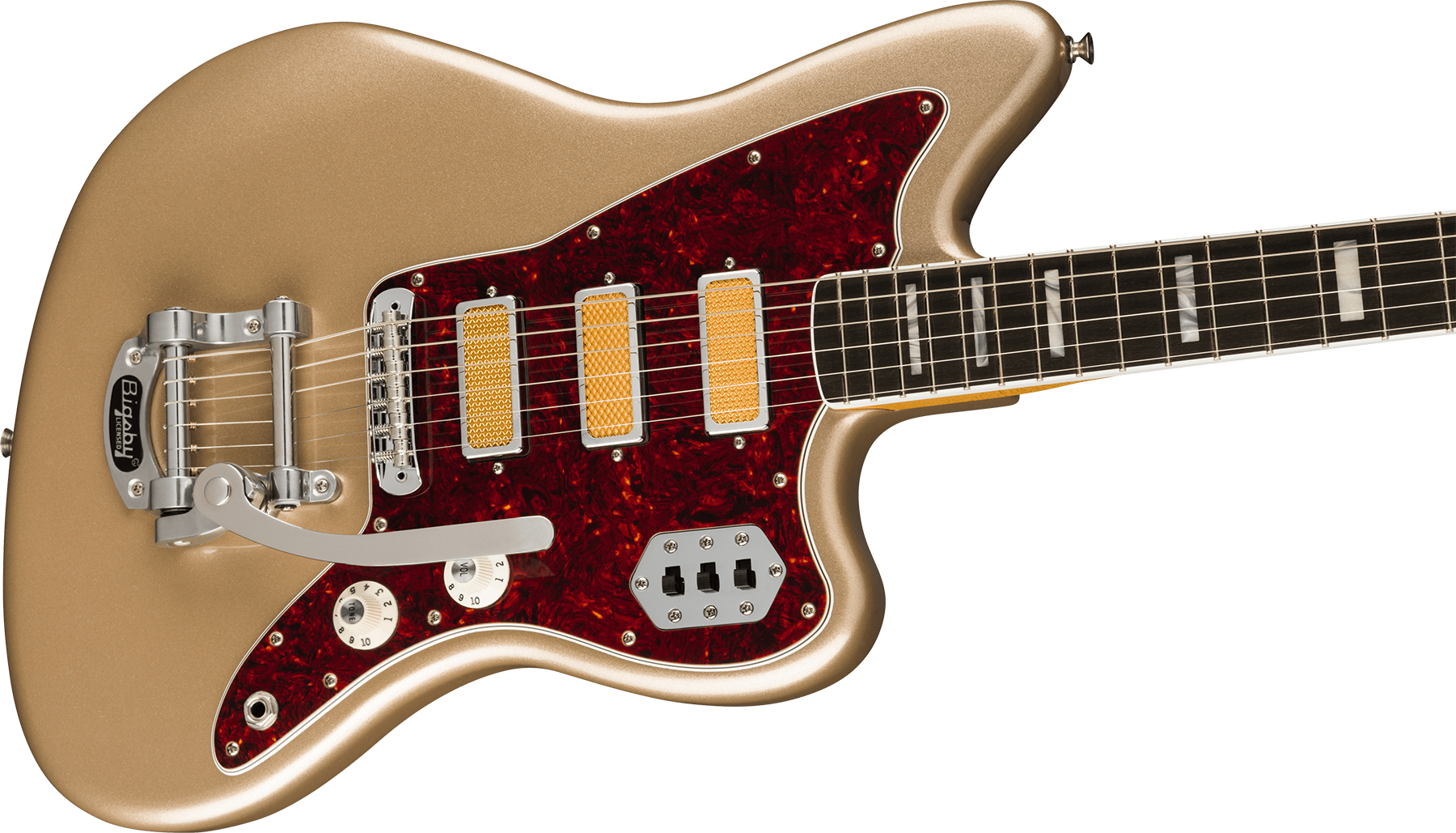 Fender Jazzmaster Gold Foil Ltd Mex 3mh Trem Bigsby Eb - Shoreline Gold - Guitare Électrique RÉtro Rock - Variation 2
