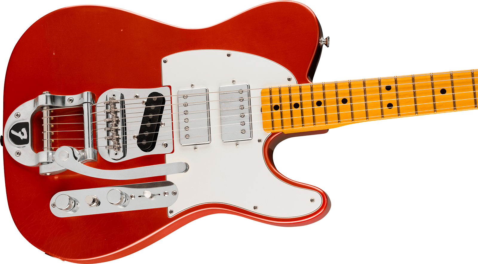Fender Mike Campbell Tele Red Dog Stories Usa Signature Shh Trem Mn - Red Dog Red - Guitare Électrique Forme Tel - Variation 2