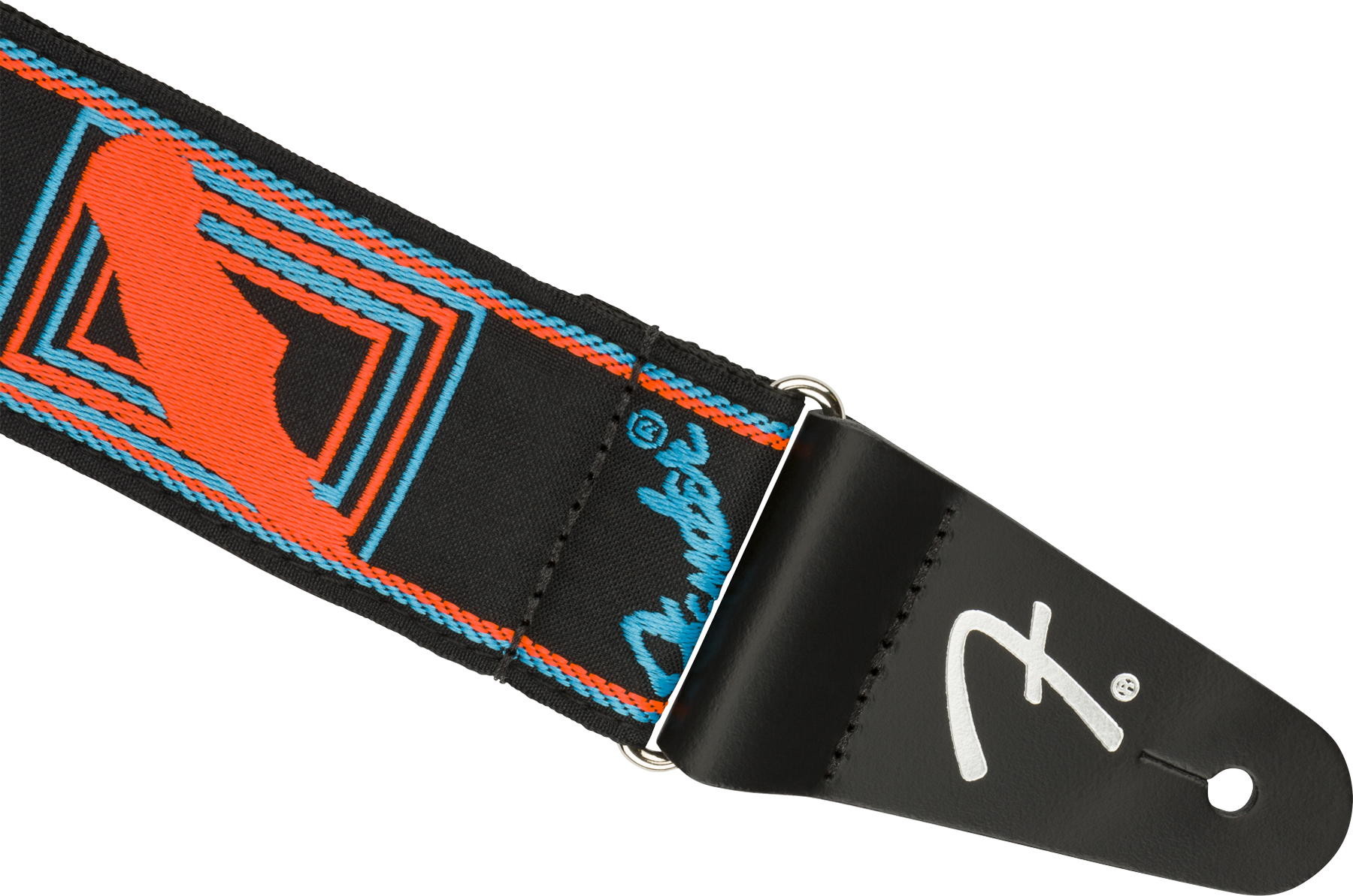 Fender Neon Monogrammed Guitar Strap Poly Blue/orange - Sangle Courroie - Variation 1