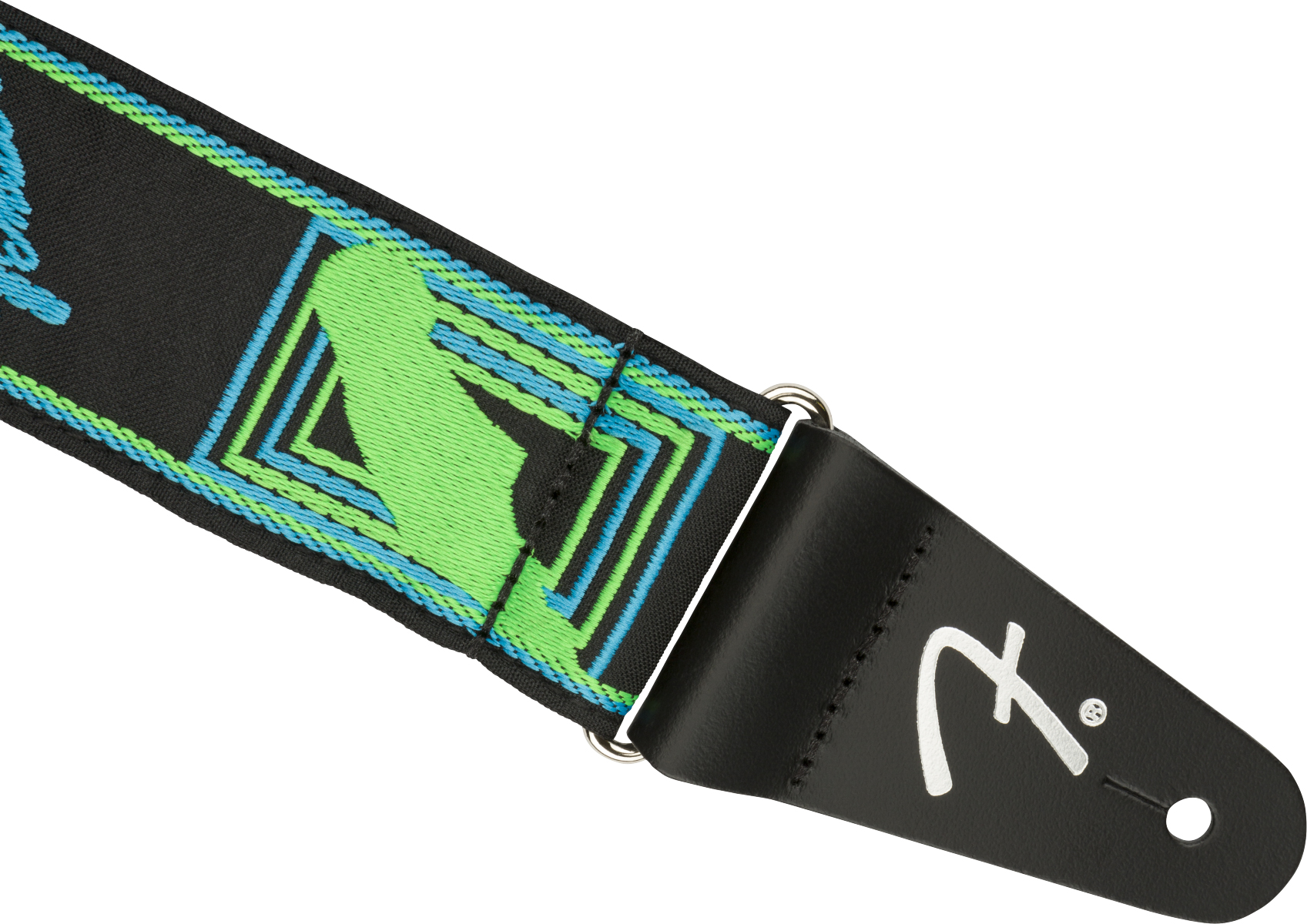 Fender Neon Monogrammed Guitar Strap Poly Green/blue - Sangle Courroie - Variation 1
