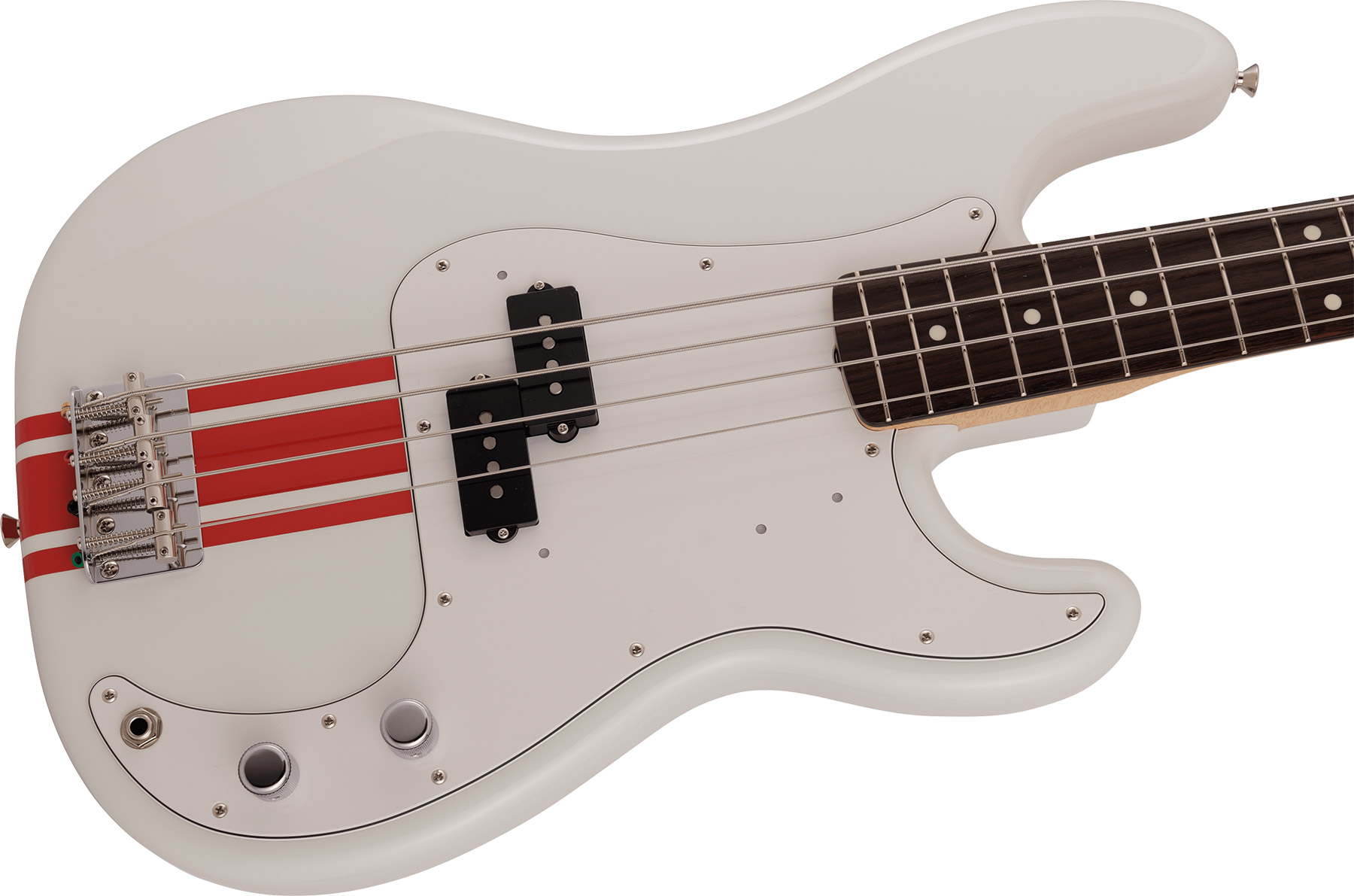 Fender Precision Bass Traditional 60s Mij Jap Rw - Olympic White W/ Red Competition Stripe - Basse Électrique Solid Body - Variation 2