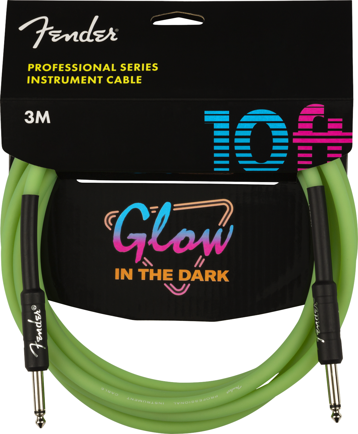 Fender Pro Glow In The Dark Instrument Cable Droit/droit 10ft Green - CÂble - Variation 1