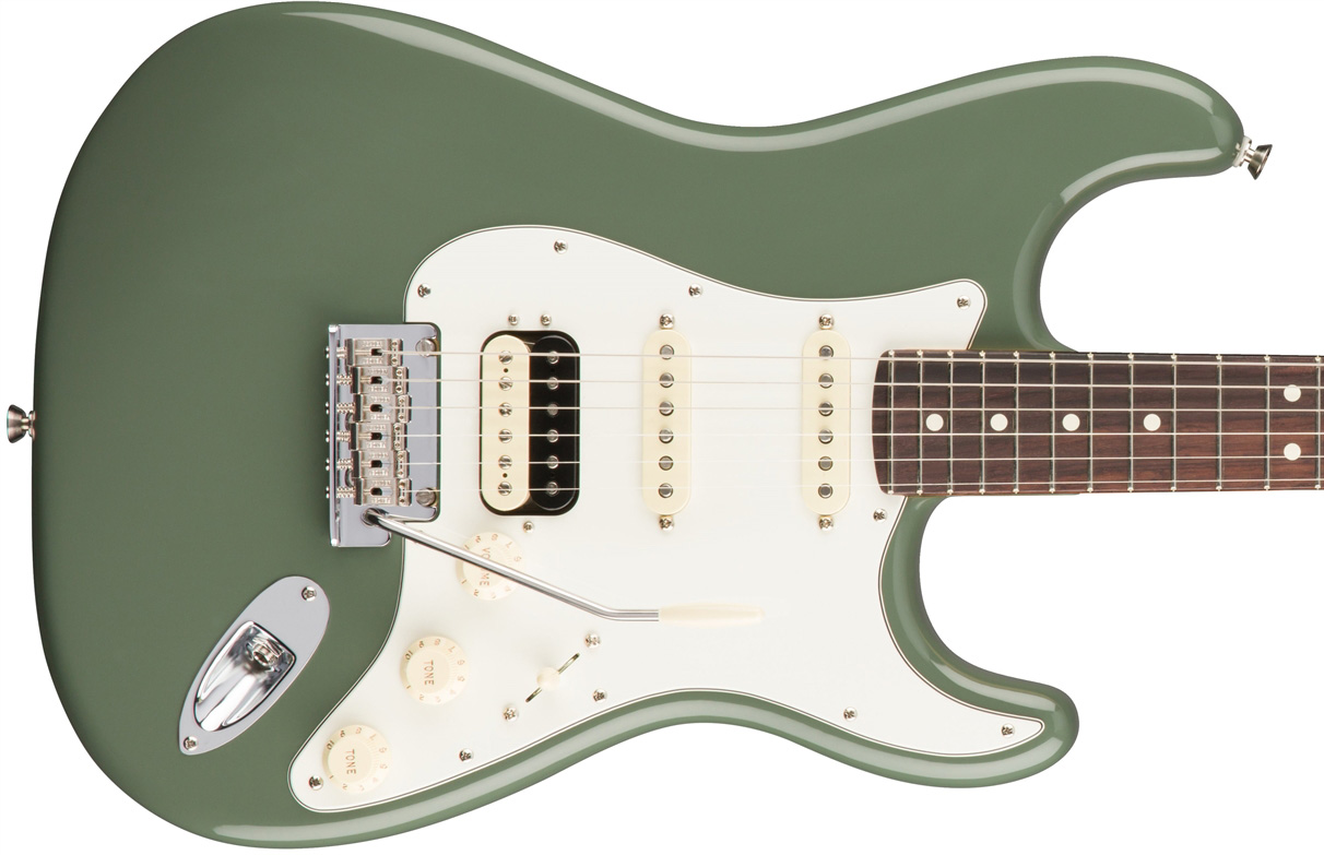 Fender Strat Hss Shawbucker American Professional Usa Rw - Antique Olive - Guitare Électrique 12 Cordes - Variation 1