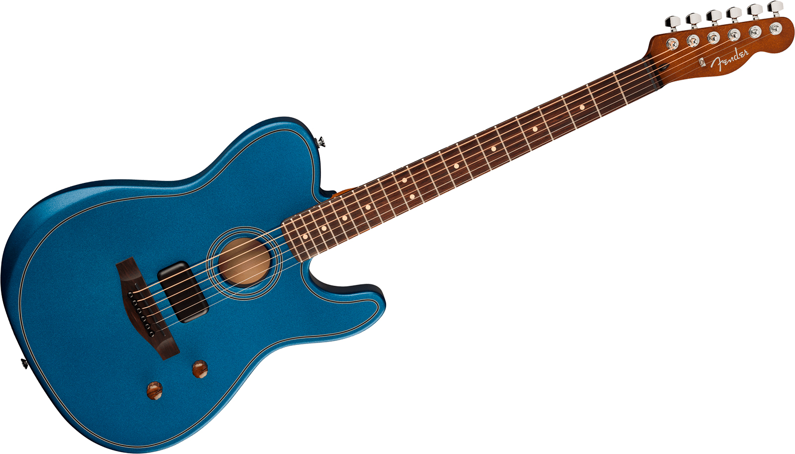 Fender Tele Acoustasonic Standard Ltd Ind Epicea Nyatoh Rw - Lake Placid Blue - Guitare Folk - Variation 1