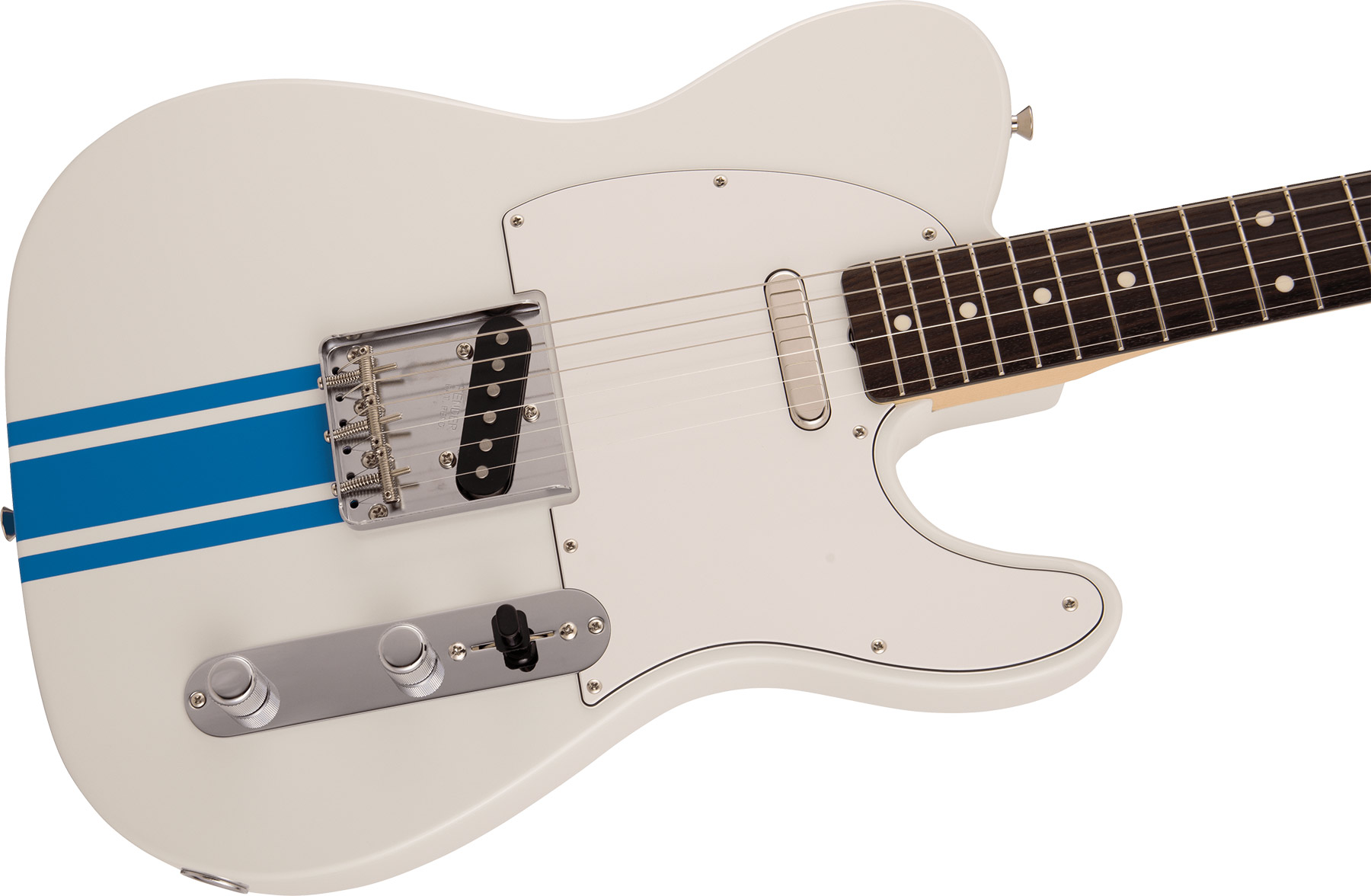 Fender Tele Traditional 60s Mij Jap 2s Ht Rw - Olympic White W/ Blue Competition Stripe - Guitare Électrique Forme Tel - Variation 2
