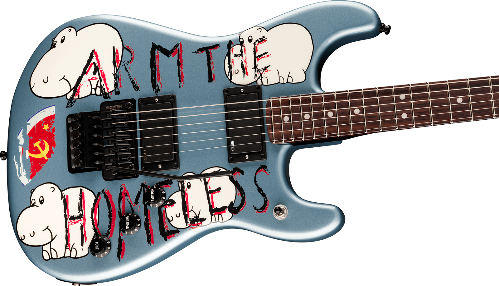 Fender Tom Morello Strat Arm The Homeless Signature 2h Emg Fr Rw - Blue Ice Metallic - Guitare Électrique Signature - Variation 2