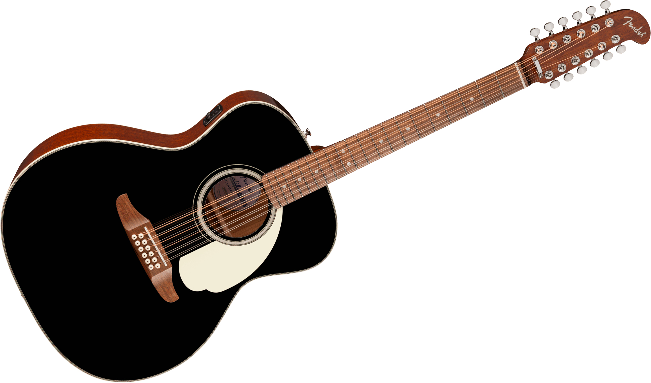 Fender Villager Deluxe E California Orchestra Om 12c Shsc Epicea Acajou Noy - Black - Guitare Folk - Variation 1