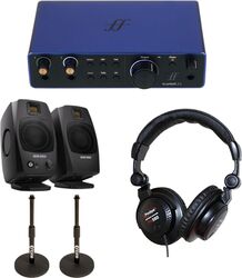 Carte son usb Focusrite SCARLETT 2i2 G4 AE Blue + Enceintes D3V + Casque + Pieds