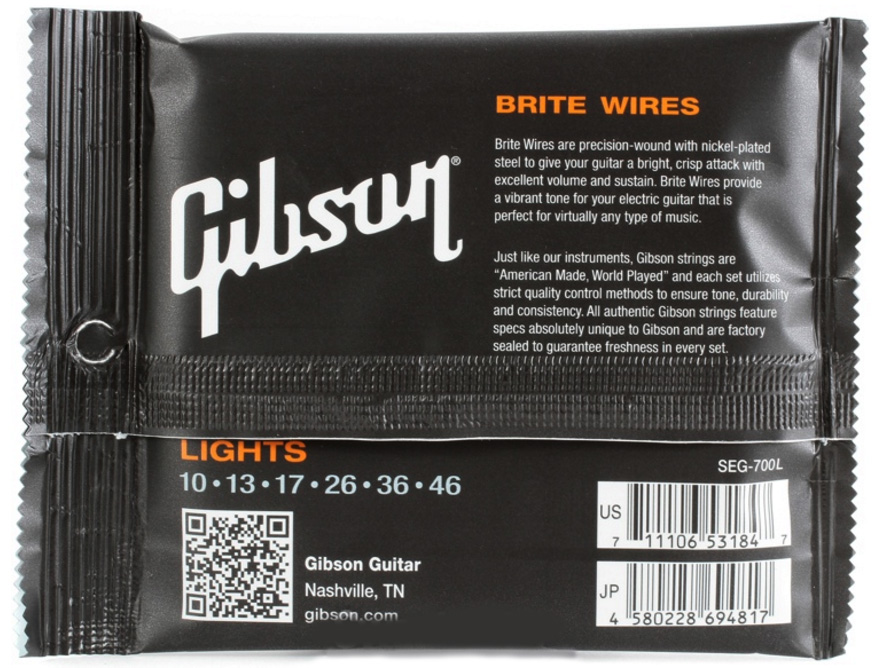 Gibson Jeu De 6 Cordes Electric (6) Brite Wires Seg-700l 10-46 - Cordes Guitare Électrique - Variation 1