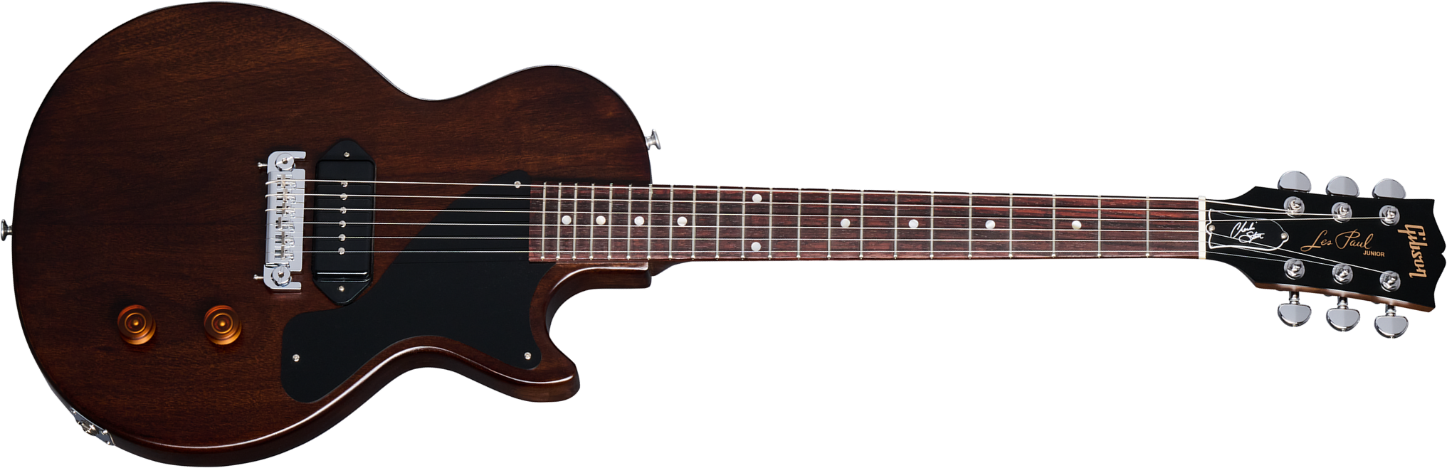 Gibson Charlie Starr Les Paul Junior Ltd Signature 1p90 Ht Rw - Dark Walnut - Guitare Électrique Signature - Main picture