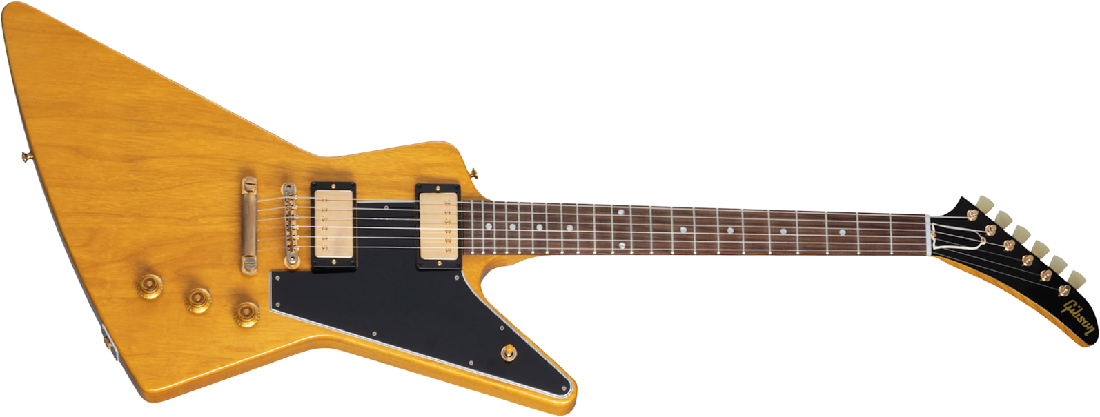 Gibson Custom Shop 1958 Korina Explorer Reissue Black Pickguard 2h Ht Eb - Vos Natural - Guitare Électrique MÉtal - Main picture