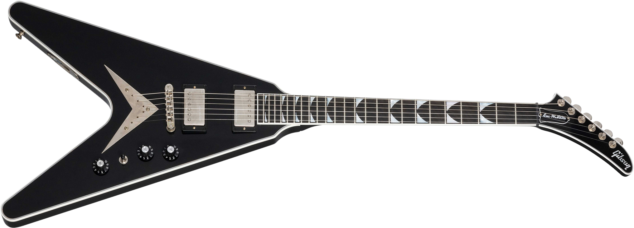 Gibson Custom Shop Dave Mustaine Flying V Exp Ltd Signature 2h Ht Eb - Vos Ebony - Guitare Électrique MÉtal - Main picture