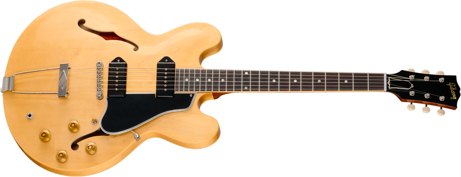 Gibson Custom Shop Es330 1959 Reissue Historic 2s P90 Ht Rw - Vintage Natural (vos Hardware) - Guitare Électrique 1/2 Caisse - Main picture