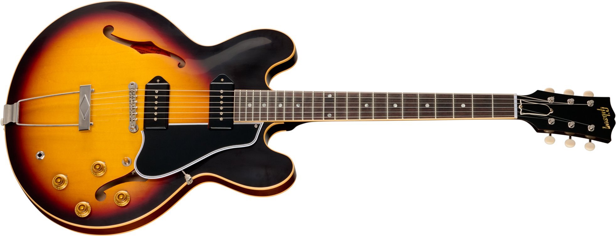 Gibson Custom Shop Es330 1959 Reissue Historic 2s P90 Ht Rw - Vintage Burst (vos Hardware) - Guitare Électrique 1/2 Caisse - Main picture