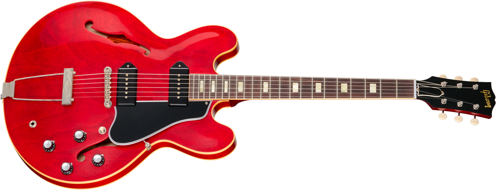 Gibson Custom Shop Es330 1962 Reissue Historic 2s P90 Ht Rw - Sixties Cherry - Guitare Électrique 1/2 Caisse - Main picture
