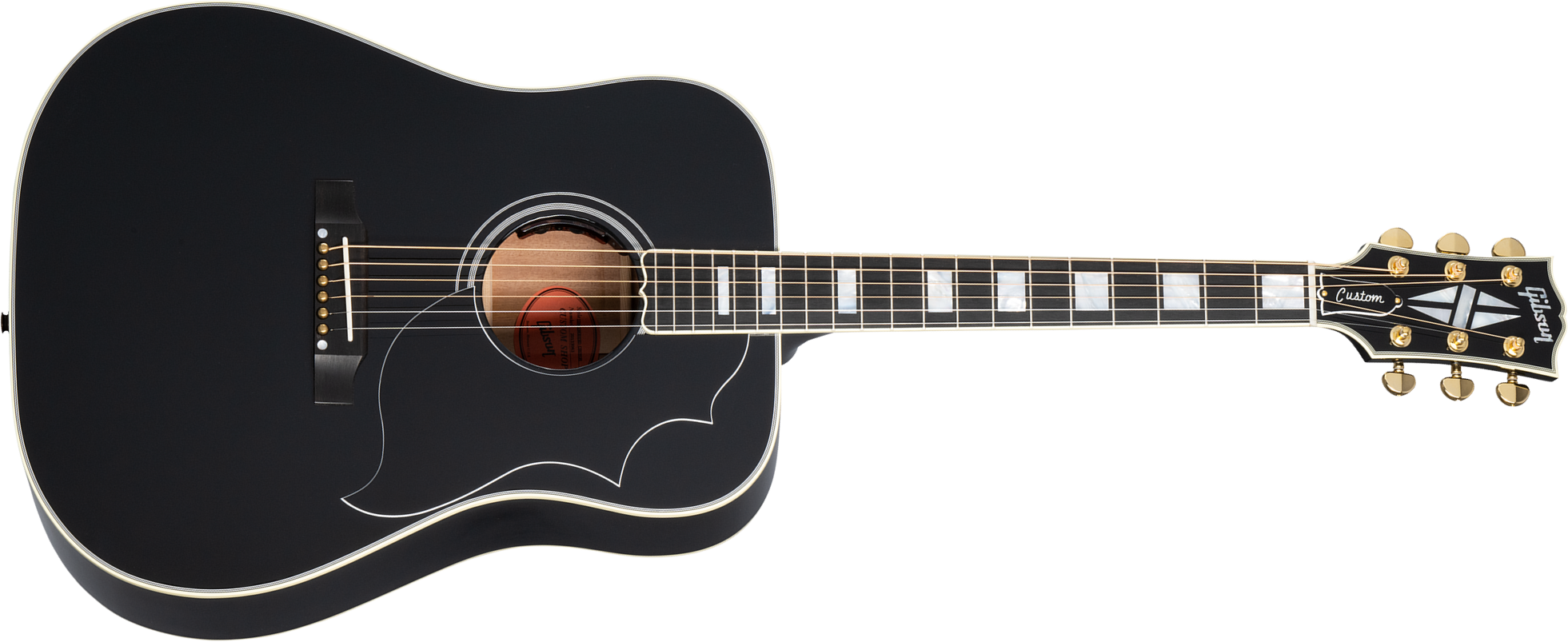 Gibson Custom Shop Hummingbird Custom Dreadnought Epicea Acajou Eb - Ebony - Guitare Electro Acoustique - Main picture