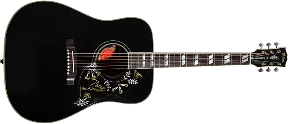 Gibson Custom Shop Hummingbird Torch Dreadnought Epicea Acajou Rw - Ebony - Guitare Folk - Main picture